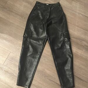 Aritzia wilfred leather ankle cargo pants